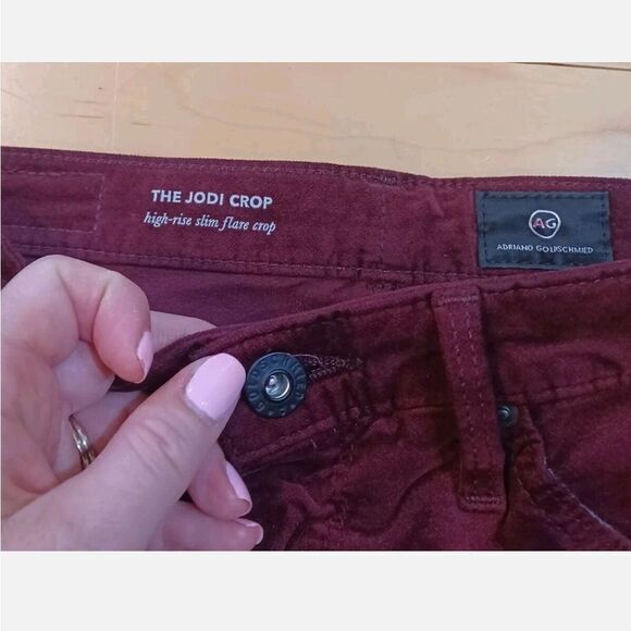 Adriano Goldschmied NWT Jodi Crop High Rise Flare Velvet in Maroon size 31 - Picture 8 of 9